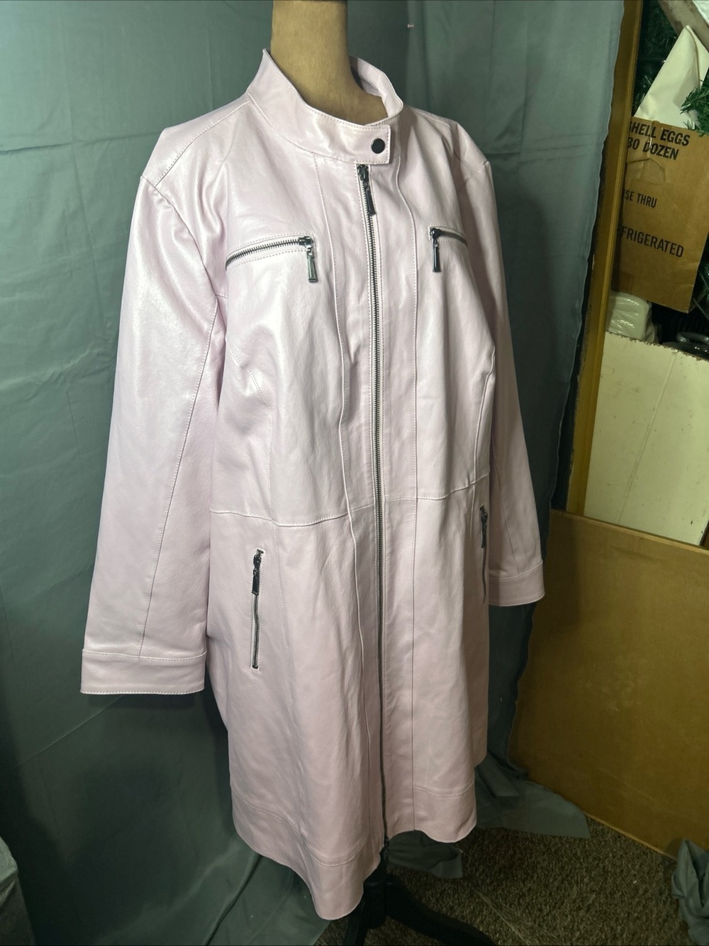 PINKJessica London Plus Size 28 Genuine Leather Trench Coat Jacket  Mob Wife Y2K